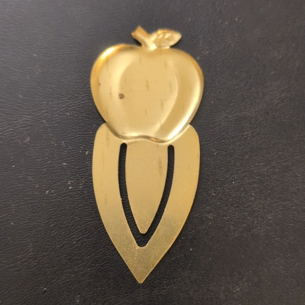 Gold Tone Apple Bookmark